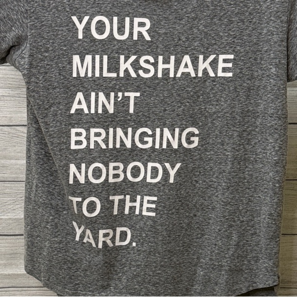 “Milkshake” Lightweight Graphic Tee with longer back, size L. Worn twice. - Picture 2 of 4